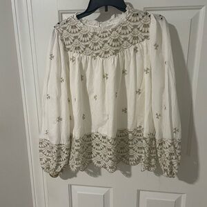 Cotton eyelet x 12/14 top cream